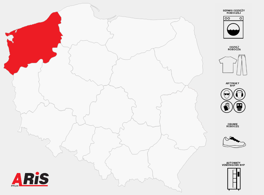 Odzież robocza, Obuwie robocze, Rękawice robocze, artykuły BHP, Automaty vendingowe BHP – Województwo zachodniopomorskie