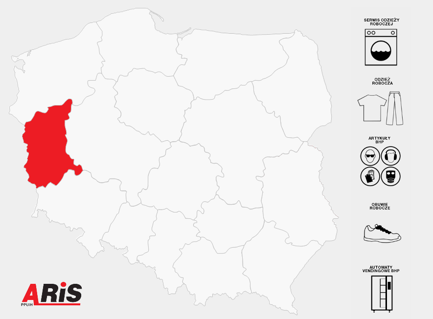 Serwis odzieży roboczej, Odzież robocza, Obuwie robocze, Rękawice robocze, artykuły BHP, Automaty vendingowe BHP – Województwo lubuskie  (Zielona Góra Gorzów Wielkopolski Nowa Sól Żary Żagań Świebodzin Międzyrzecz Słubice Kostrzyn nad Odrą Drezdenko Sulechów Wschowa Krosno Odrzańskie Lubsko)